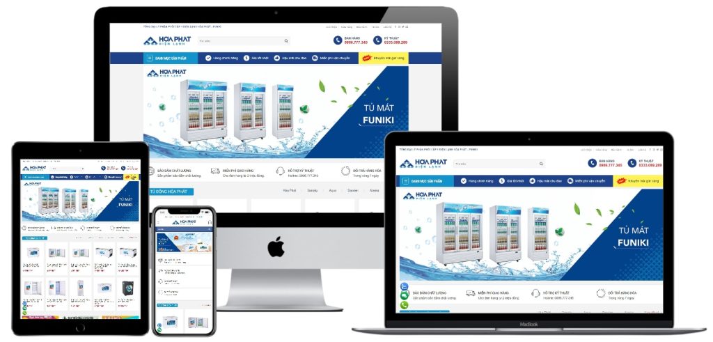 Mẫu website bán hàng điện lạnh Hòa Phát