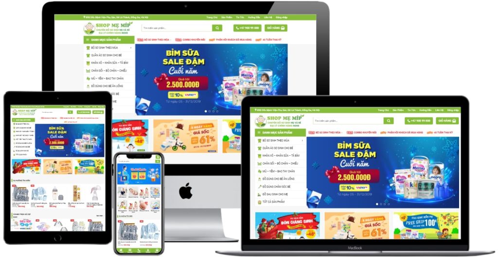 Mẫu shop WordPress chuẩn Seo – Web bán hàng mẹ và bé